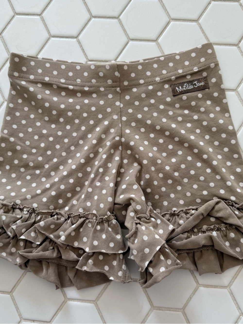 Matilda Jane Taupe and White Polka Dot Ruffle Shorts